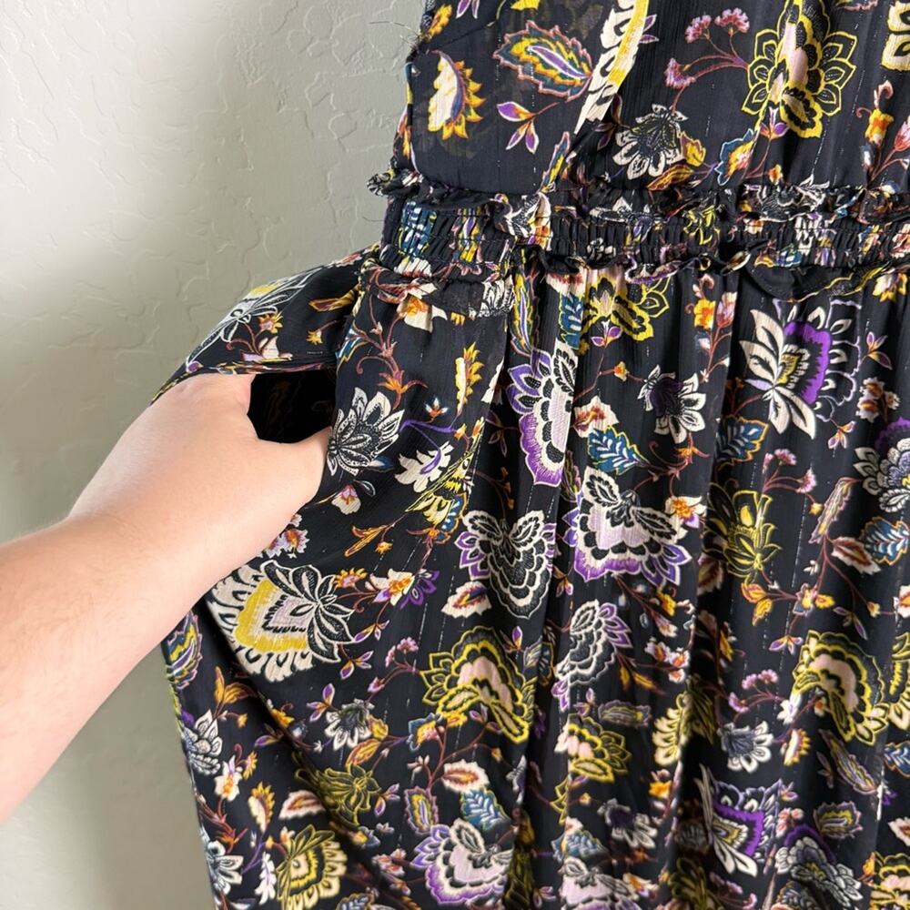 Torrid Black Floral Chiffon Lurex V Neck Tiered Maxi Dress 3X 18491136 - Picture 6 of 16